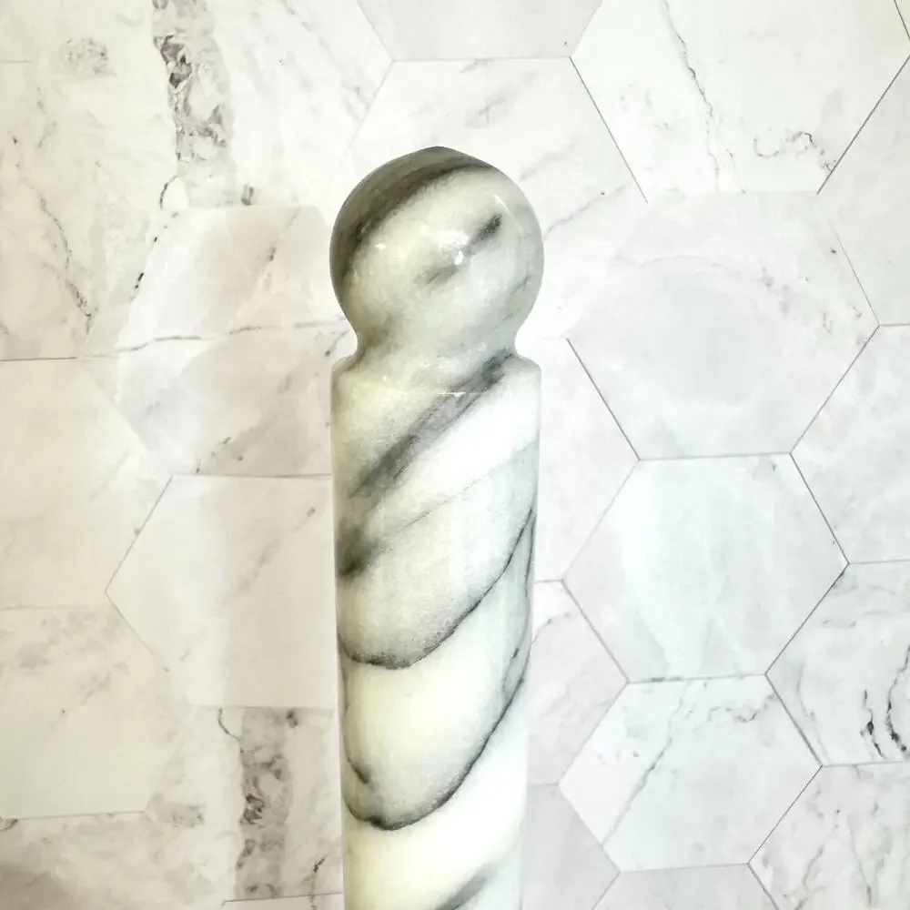 Vintage Marble Paper Towel Holder Freestanding White Gray 13